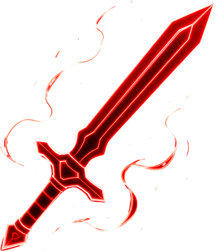 Sword, effect master red neon.
In-Game asset.  2d.  High contrast.  No shadows