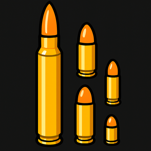 bullets arranged from top to bottom.
In-Game asset.  2d.  High contrast.  No shadows