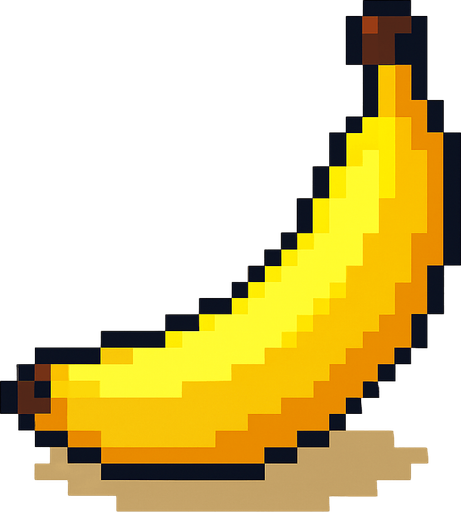 Pixel banana.
In-Game asset.  High contrast.  No shadows