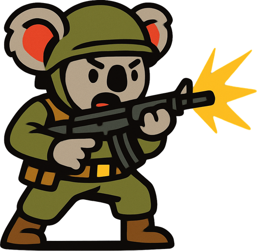 koala enemy soldier act shoot

In-Game asset.  2d.  High contrast.  No shadows