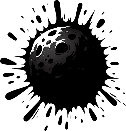 a black scorch mark on the ground left by a meteor impact. cartoon.
Single Game Texture.  In-Game asset.  2d.  Blank background.  High contrast.  No shadows