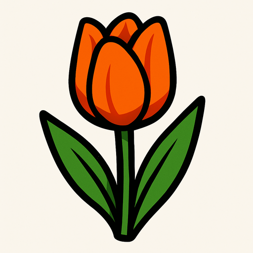Orange tulip.
In-Game asset.  2d.  High contrast.  No shadows