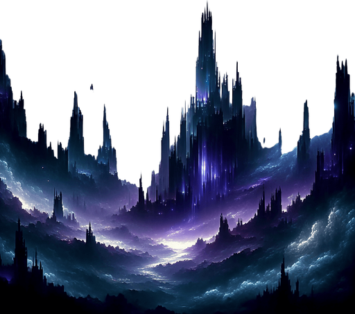 Backdrop: A dark, shadowy realm with faint glowing outlines of jagged structures and flowing mist.

Colors: Black, deep purples, and faint blue highlights.

Details: Shadows shifting and subtle glowing runes..
Single Game Texture. In-Game asset. 2d. Blank background. High contrast. No shadows.