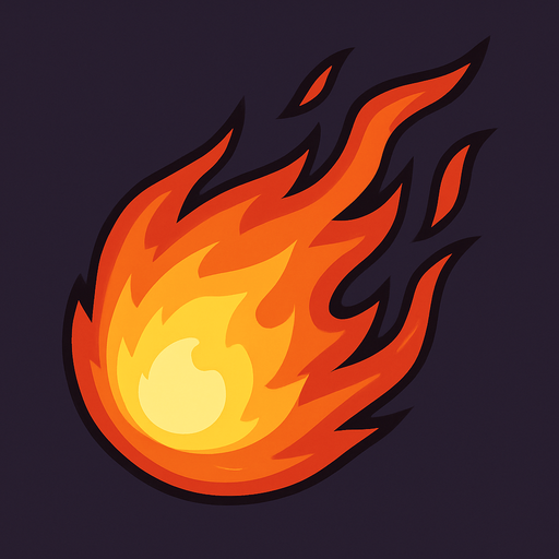 Fireball.
In-Game asset.  2d.  High contrast.  No shadows