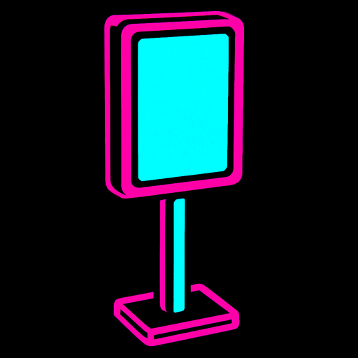 neon turquoise pole. covered with neon pink frame.
In-Game asset.  2d.  High contrast.  No shadows