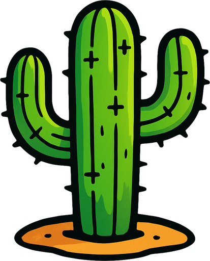 a cactus plant.
In-Game asset.  2d.  High contrast.  No shadows