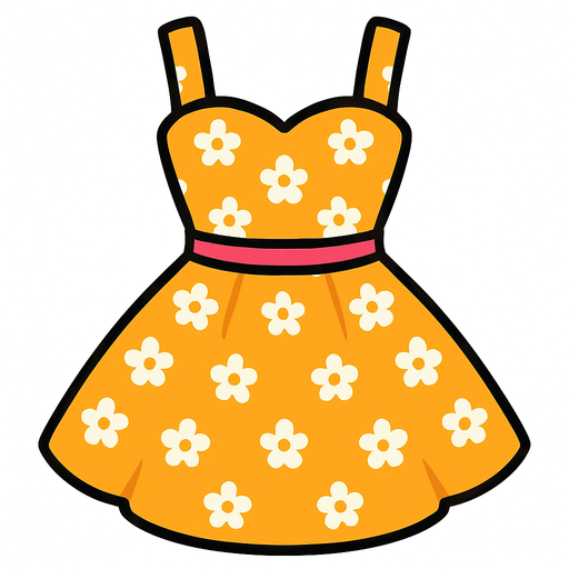 cute designer dress top view..
In-Game asset.  2d.  High contrast.  No shadows