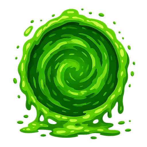 green round portal made of green portal fuid.
In-Game asset.  2d.  High contrast.  No shadows