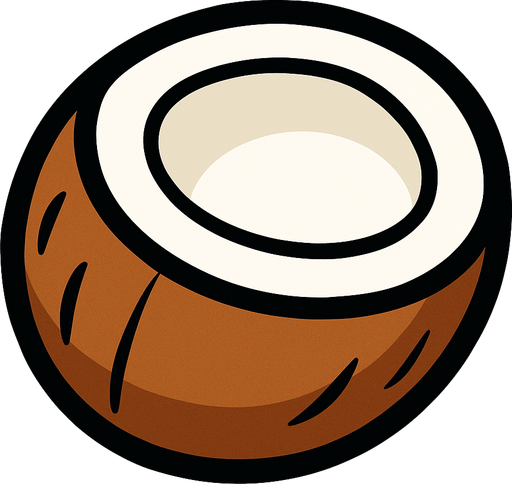 coconout.
In-Game asset.  2d.  High contrast.  No shadows. cartoon