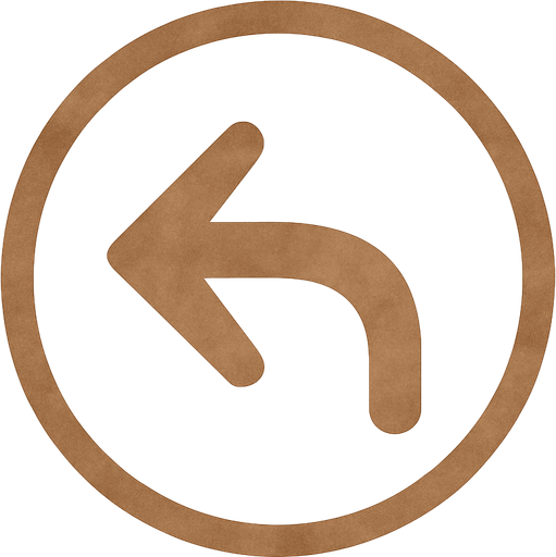 Transparent brawn turning left arrow in a brawn circle, front view