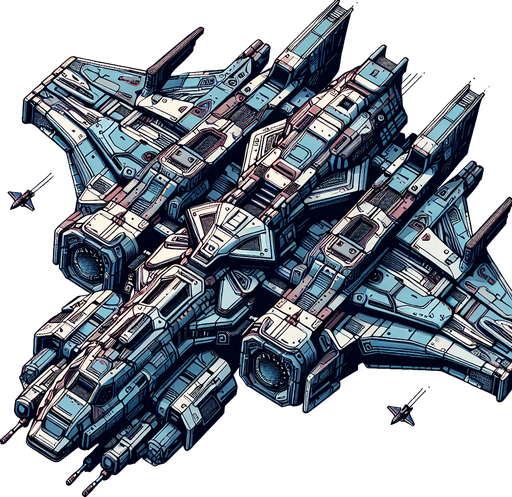 Make a space ship.
Single Game Texture. In-Game asset. 2d. Blank background. High contrast. No shadows.
