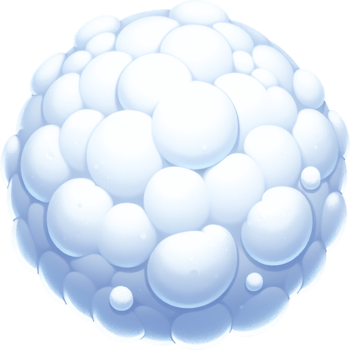 snowball of soft snow Single Game Texture. In-Game asset. 2d. Blank background. High contrast. No shadows.