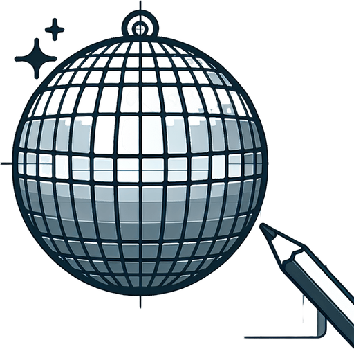 Bola disco.
Single Game Texture.  In-Game asset.  2d.  Blank background.  High contrast.  No shadows