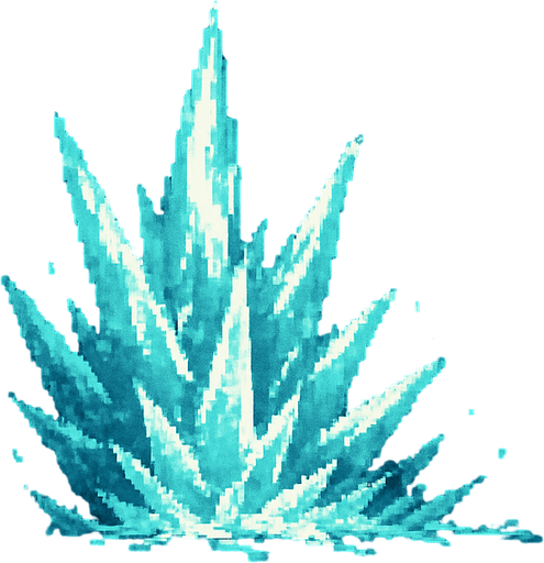 Sadece freeze büyüsü yap insan olmasın Dark souls style 2d pixel art.
In-Game asset.  2d.  High contrast.  No shadows