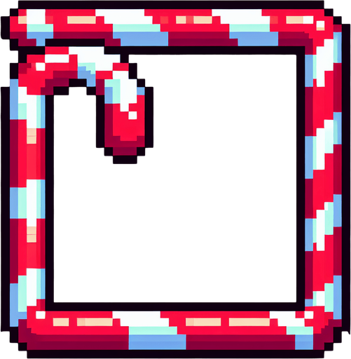 8-bit, cartoon. x-mas candy can frame. high contrast. simple. Single Game Texture. In-Game asset. 2d. Blank background. High contrast. No shadows.