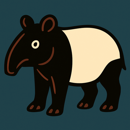 tapir.
In-Game asset.  2d.  High contrast.  No shadows