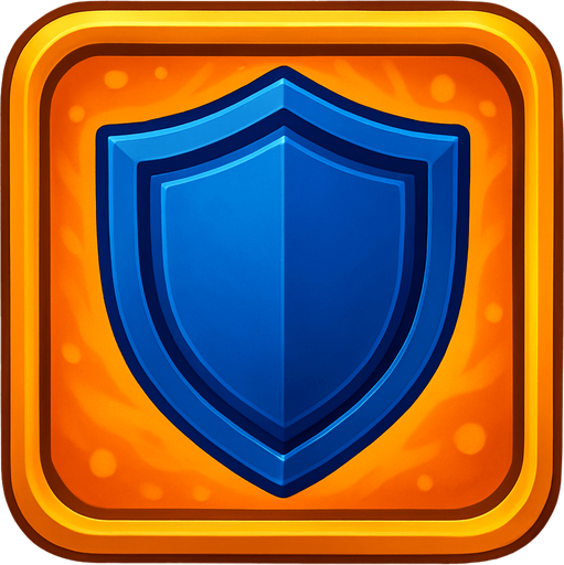 синий щит на ярко оранжевом фоне