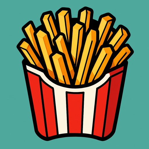 Oatates kızartması Fast Food.
In-Game asset.  2d.  High contrast.  No shadows
