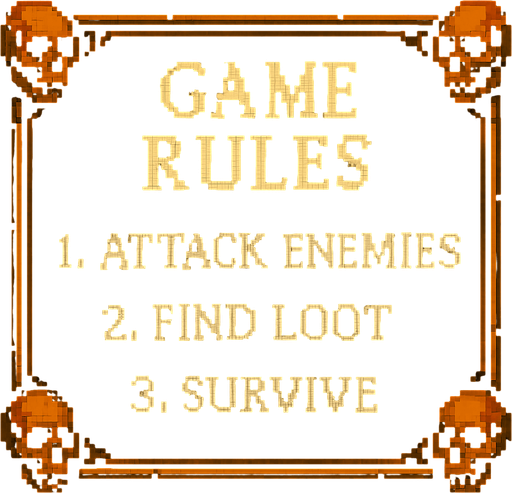 Game Rules dark souls style 2d pixel art.
In-Game asset.  2d.  High contrast.  No shadows