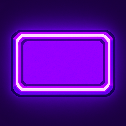 Purple neon rectangle block.
In-Game asset.  2d.  High contrast.  No shadows