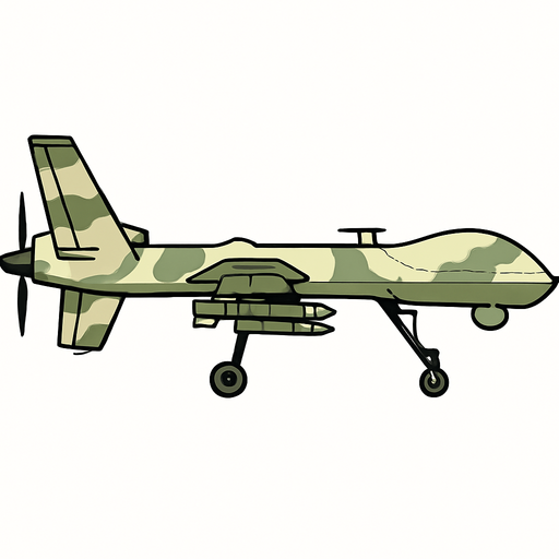 drone side view military drone. light camouflage
In-Game asset.  2d.  High contrast.  No shadows