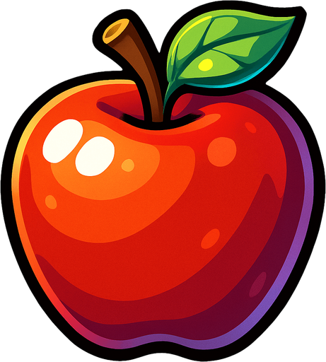 Shiny apple.
In-Game asset.  2d.  High contrast.  No shadows