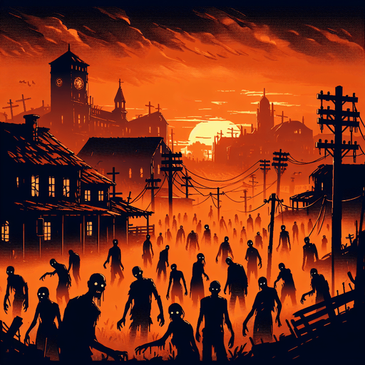 Orange coved sky for the zombie infested town.
Single Game Texture. In-Game asset. 2d. Blank background. High contrast. No shadows.