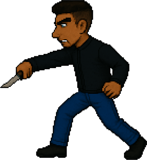 elindeki bıçakla karşısındakine saldırıp bıçaklama hareketi