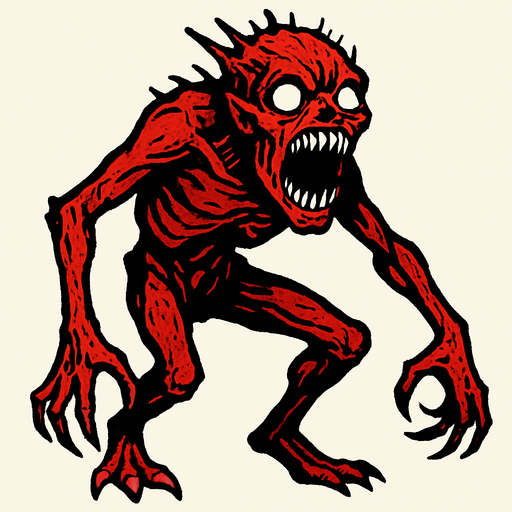 korkunç bir canavar.
In-Game asset.  2d.  High contrast.  No shadows