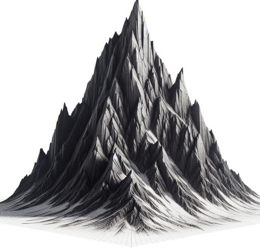 Mountain.
Single Game Texture.  In-Game asset.  2d.  Blank background.  High contrast.  No shadows