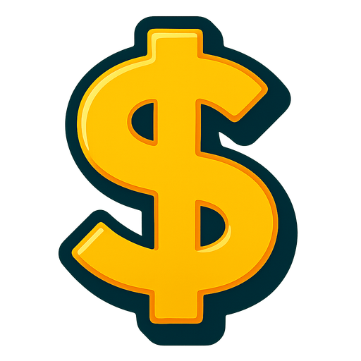 money sign.
In-Game asset.  2d.  High contrast.  No shadows