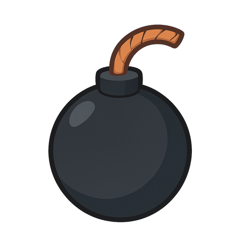 bomb. No background. Transparent background. Blank background. No shadows. 2d. In-Game asset. flat