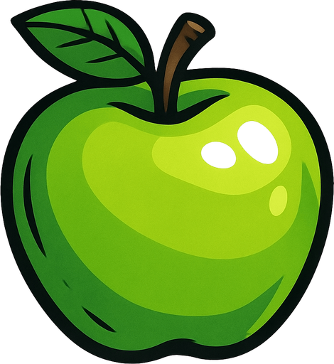 Green apple.
In-Game asset.  2d.  High contrast.  No shadows