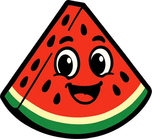 watermelon with face.
In-Game asset.  2d.  High contrast.  No shadows