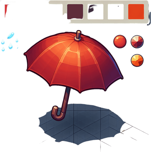 Umbrella.
Single Game Texture.  In-Game asset.  2d.  Blank background.  No shadows