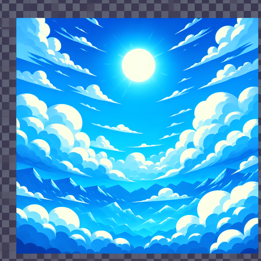 Blue sky.
Single Game Texture. In-Game asset. 2d. Blank background. High contrast. No shadows.