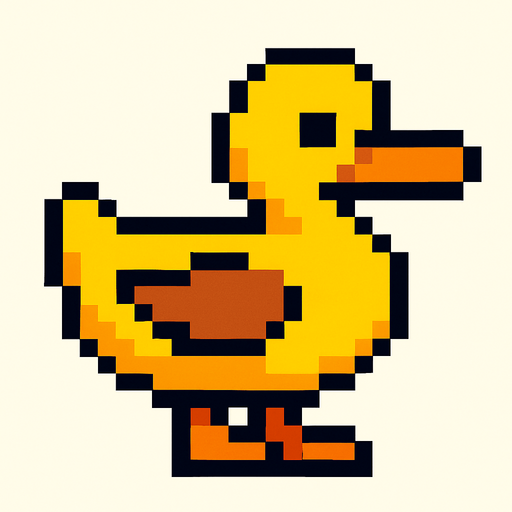 Ordek pixel.
In-Game asset.  2d.  High contrast.  No shadows