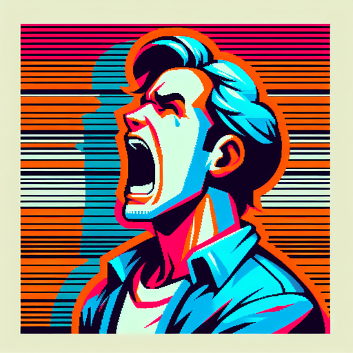 shouting person. Single Game Texture. In-Game asset. 2d. Blank background. High contrast. No shadows. Retro..
Single Game Texture. In-Game asset. 2d. Blank background. High contrast. No shadows.