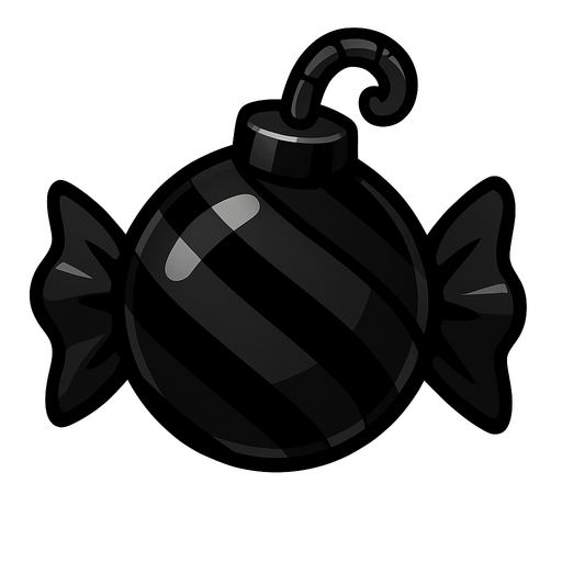 black candy bomb.
In-Game asset.  2d.  High contrast.  No shadows