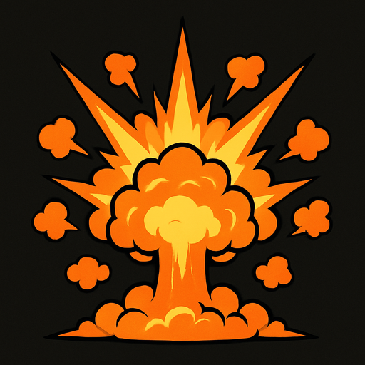 Symmetrical explosion.
In-Game asset.  2d.  High contrast.  No shadows