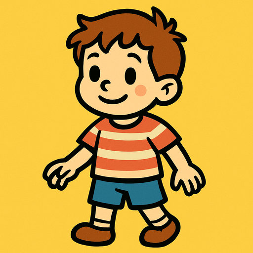 Petit garçon.
In-Game asset.  2d.  High contrast.  No shadows