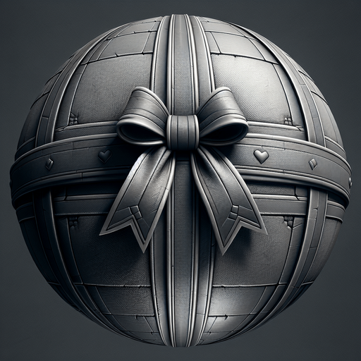 Top view of a round gift box with a ribbon Single Game Texture. In-Game asset. 2d. Blank background. High contrast. No shadows.