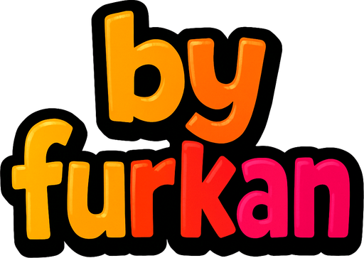 üzerinde by furkan yazan bir yazı.
In-Game asset.  2d.  High contrast.  No shadows