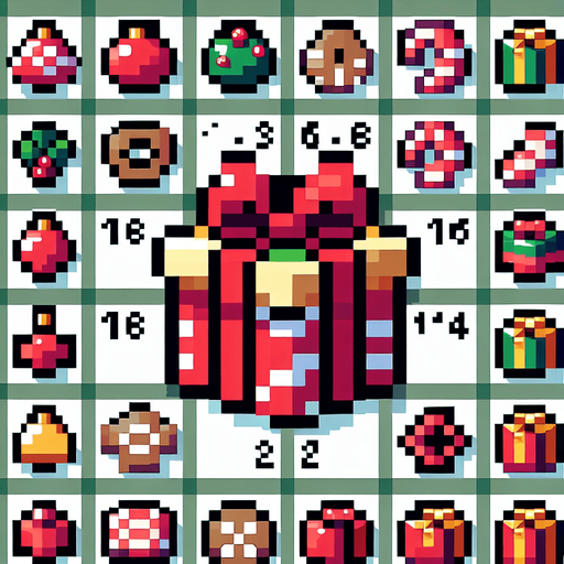 pixel art of a christmas present counter. Single Game Texture. In-Game asset. 2d. Blank background. High contrast. No shadows.