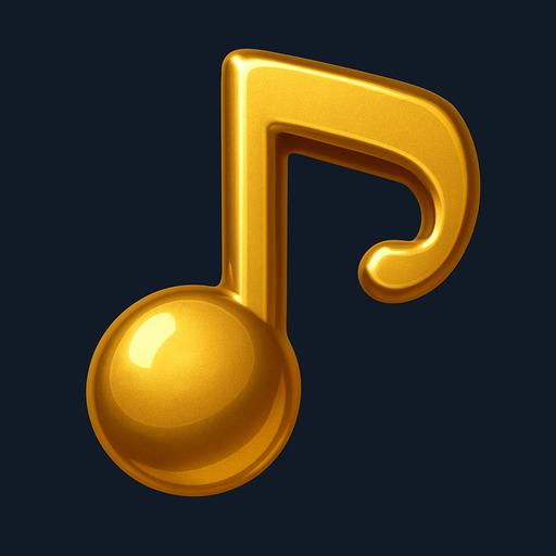 gold musical note.
In-Game asset.  3d.  High contrast.  No shadows