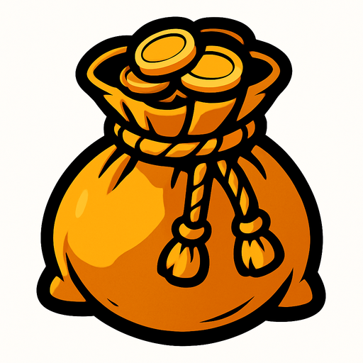 altın kesesi.
In-Game asset.  2d.  High contrast.  No shadows