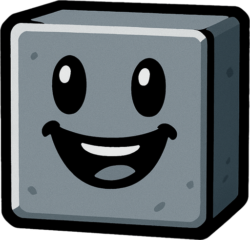 Happy gray block.
In-Game asset.  2d.  High contrast.  No shadows