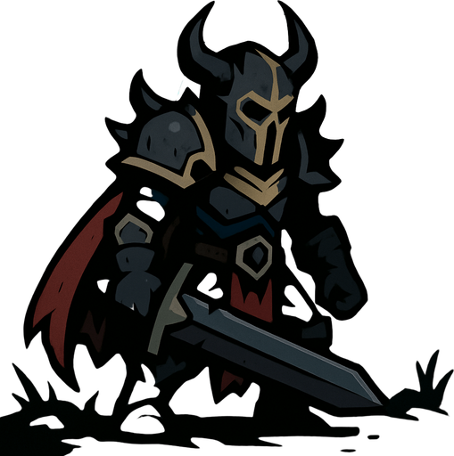 A dark fantasy night 2d a game hero.
In-Game asset.  2d.  High contrast.  No shadows