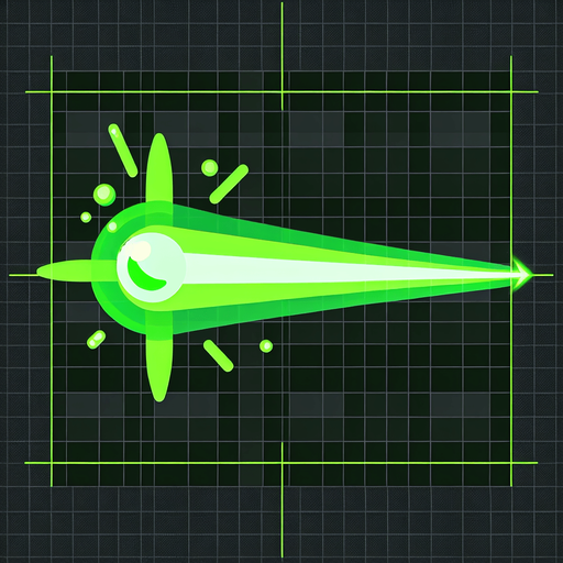 green cartoon laser.
Single Game Texture. In-Game asset. 2d. Blank background. High contrast. No shadows.