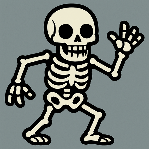 skeleton.
In-Game asset.  2d.  High contrast.  No shadows